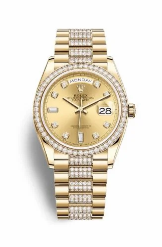 Rolex Day-Date 36 Yellow Gold / Diamond / Champagne-Diamond / President-Diamond 128348RBR-0010 (M128348RBR-0010)